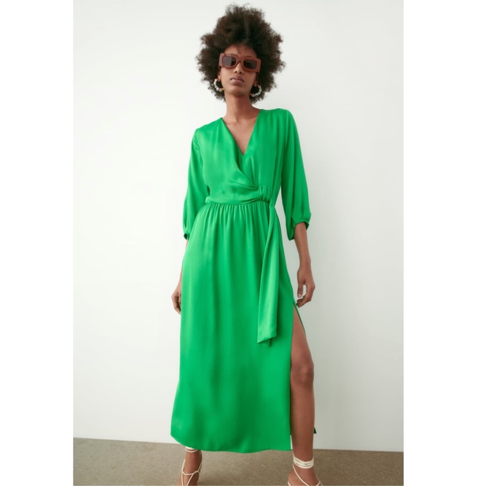 Zara knotted satin effect dress